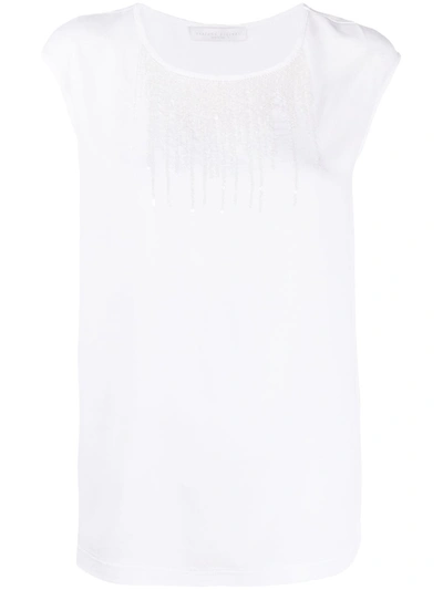 Fabiana Filippi Beaded Scoop Neck Blouse In White