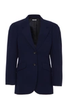 Miu Miu Women's Puff-sleeve Wool Blazer In Black,navy