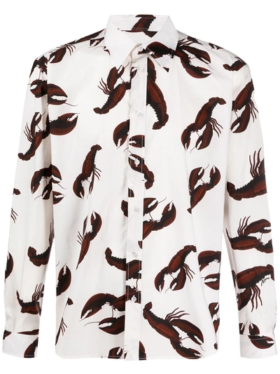 Msgm Lobster Print Shirt In White