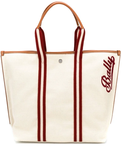 Bally The Canvas Tote Bag In Neutrals