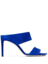 Jimmy Choo Cobalt Suede Hira 85 Mules In Blue