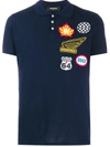 Dsquared2 Multi-patch Logo Polo Shirt In Blue