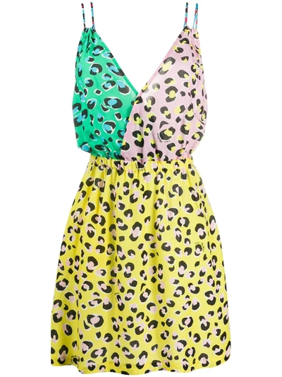 Love Moschino Leopard-print Short Dress In Yellow