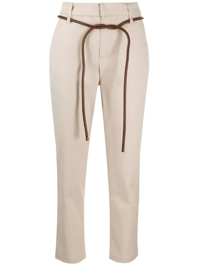 Brunello Cucinelli Belted Slim-fit Trousers In Neutrals