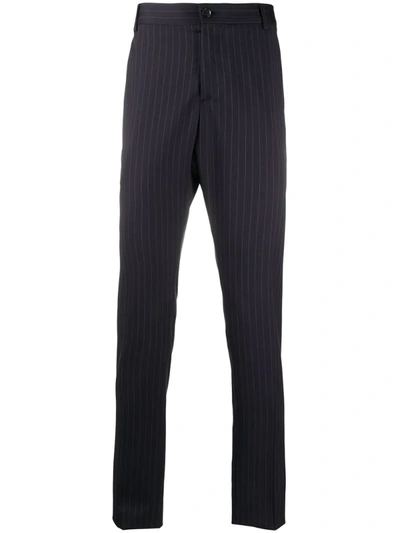 Versace Striped Tailored Trousers In Blue