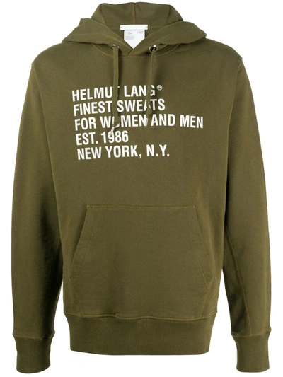 Helmut Lang Loose-fit Logo Hoodie In Green