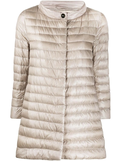 Herno Rossella Water Repellent High/low A-line Down Puffer Jacket In Grigio Perla