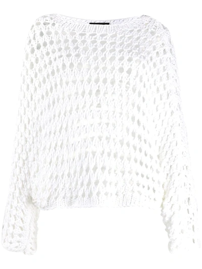 Antonelli Perforated Crew Neck Jumper In White