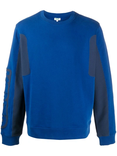 Kenzo Panelled Logo Sweatshirt In Blue