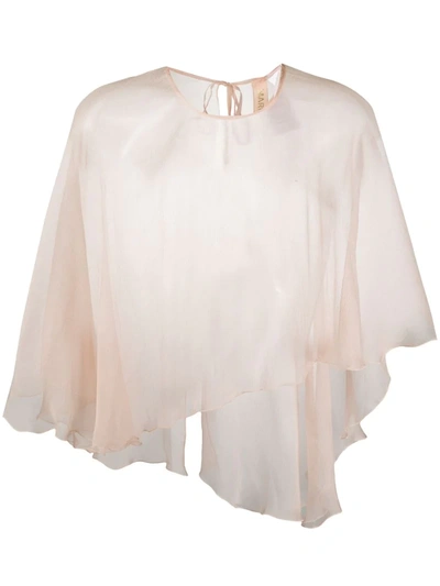 Maria Lucia Hohan Metalized Sheer Cape Top In Pink