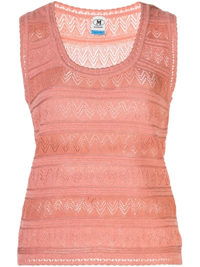 M Missoni Perforated Waistcoat In Pink