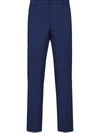 Prada Cropped Fabric Trousers In Blue