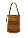 Jil Sander Brown Beaded Leather Bucket Bag