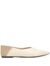 Joseph Anoud Croc-effect Leather Collapsible-heel Point-toe Flats In Neutrals