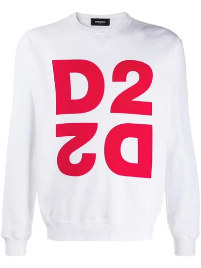 Dsquared2 Mirrored Logo Crew-neck Sweatshirt In White