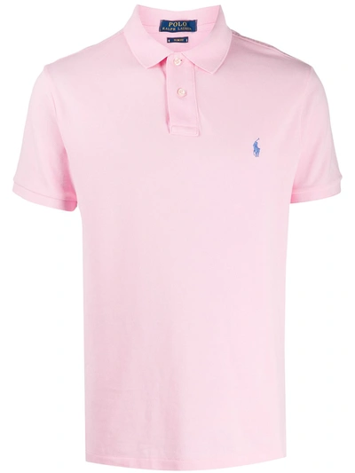 Polo Ralph Lauren Embroidered-logo Short-sleeved Polo Shirt In Pink