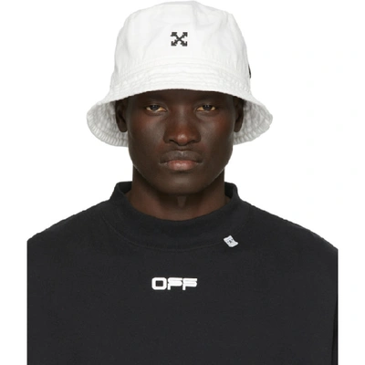 Off-white Logo Cotton Canvas Bucket Hat In 0210 Whtblk