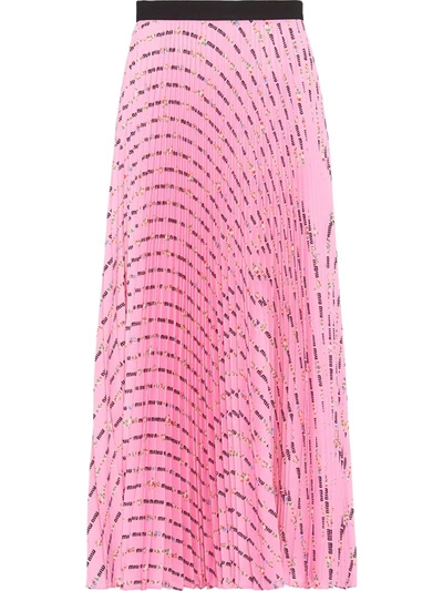 Miu Miu Pleated Floral Print Skirt In Pink