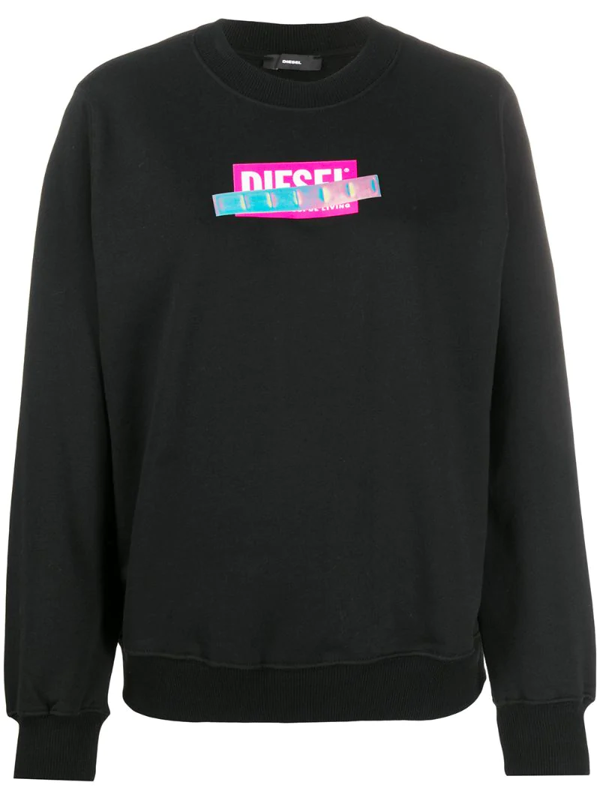 Diesel Censored Logo Sweatshirt In Black Modesens