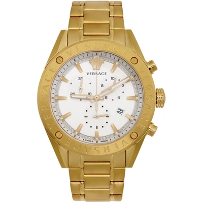 Versace V-chrono 44mm Watch In Gold