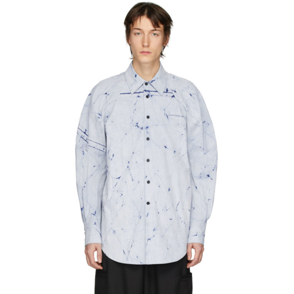 Feng Chen Wang Blue Resist-dyed Cotton Shirt | ModeSens