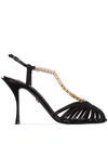 Dolce & Gabbana Dolce And Gabbana Black Crystal Strap Heeled Sandals