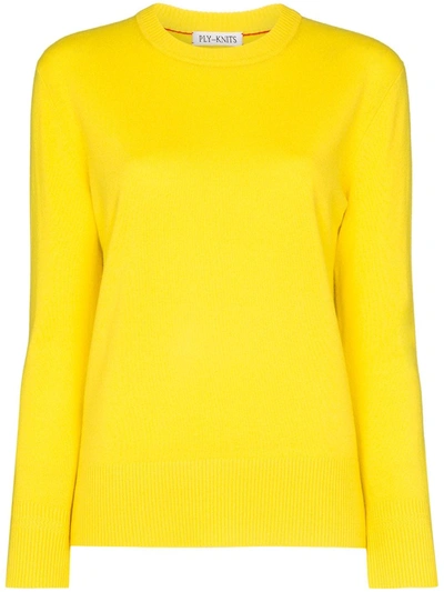 Ply-knits Round Neck Cashmere Sweater In Yellow