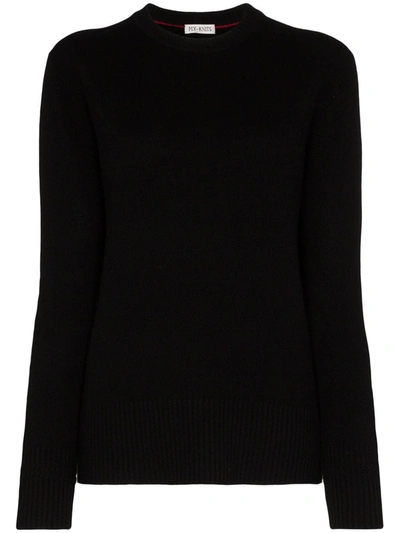 Ply-knits Crew Neck Heavyweight Cashmere Sweater In Black
