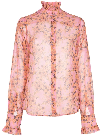 Alexis Indra Floral Georgette Blouse In Pink