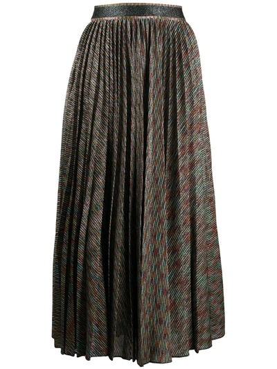 Missoni Striped Pleated Knit Maxi Skirt In Metallic