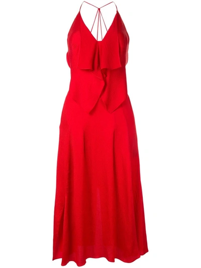 Roland Mouret Tolima Ruffled Silk-blend Dress In Red
