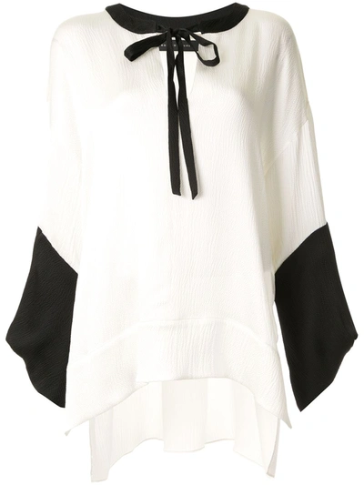Roland Mouret Ciro Kimono-sleeve Silk-blend Top In White