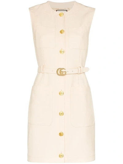 Gucci Women's Short Mini Dress Sleeveless In Neutrals