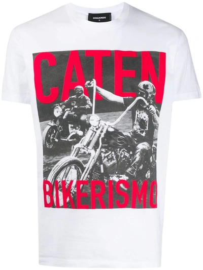 Dsquared2 Caten Bikerismo Print T-shirt In White