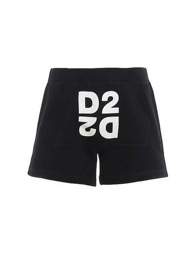 Dsquared2 Logo Printed Sporty Shorts In Black
