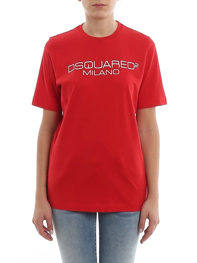 Dsquared2 Milano Red Cotton Tee
