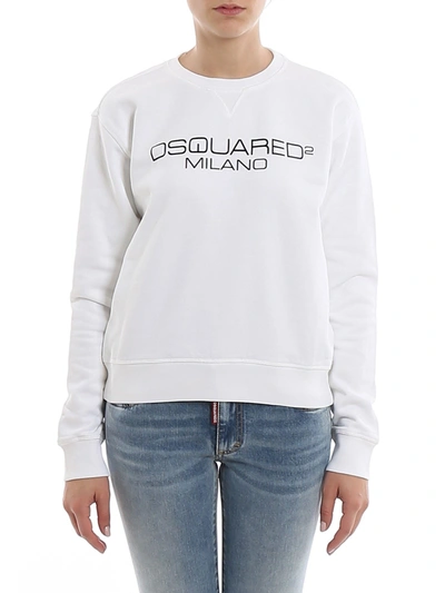 Dsquared2 Milano Cotton Fleece Sweatshirt In White