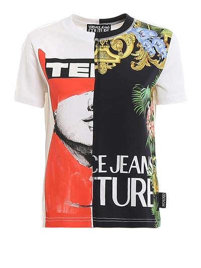 Versace Jeans Front Maxi Logo Printed T-shirt In White