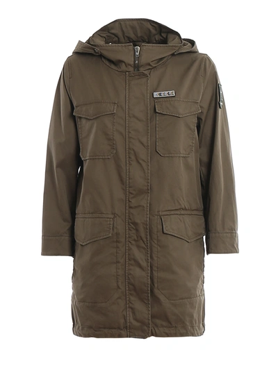 Herno Military Patches Parka In Dark Green