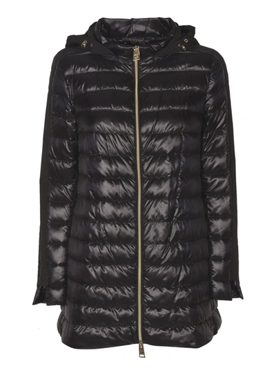 Herno Detachable Hood Light Padded Coat In Black