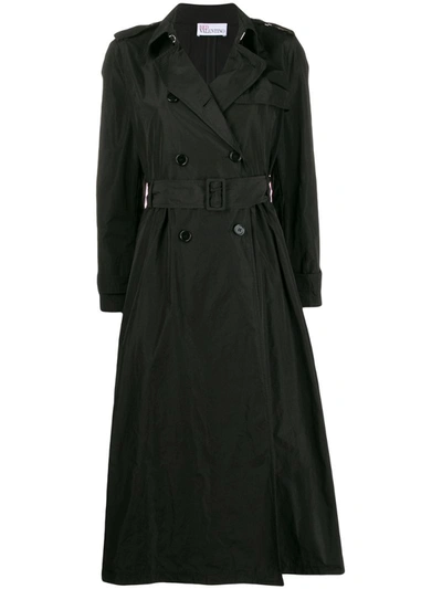 Red Valentino Trench Coat In Tech-fabric In Black