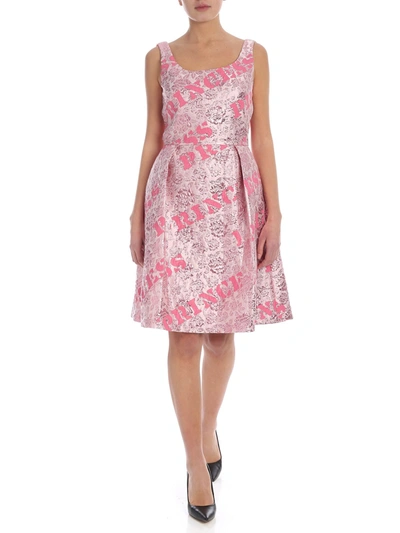 Moschino Jacquard Dress In Pink With Silk Ribbon
