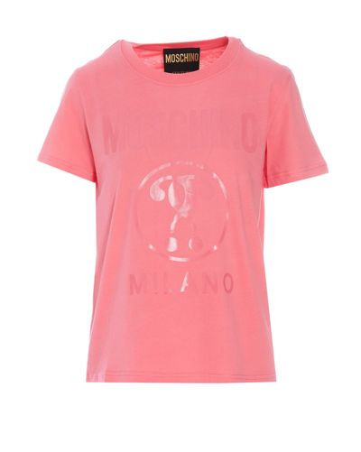 Moschino Logo-print Cotton-jersey T-shirt In Pink