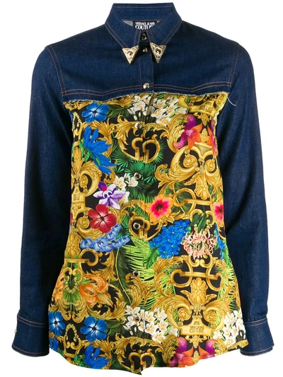 Versace Jeans Couture Jungle Baroque Printed Shirt In Blue