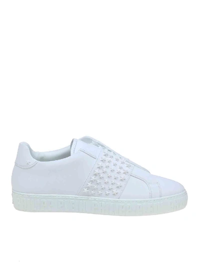 Philipp Plein Low Top Stars Slip On In White Leather With Studs