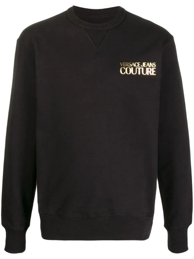 Versace Jeans Couture Black Sweatshirt With Logo Print On The Chest