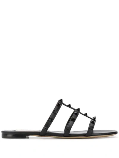 Valentino Garavani Rockstud Slider Sandals In Black