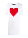 Love Moschino Heart Dress In White And Red Cotton