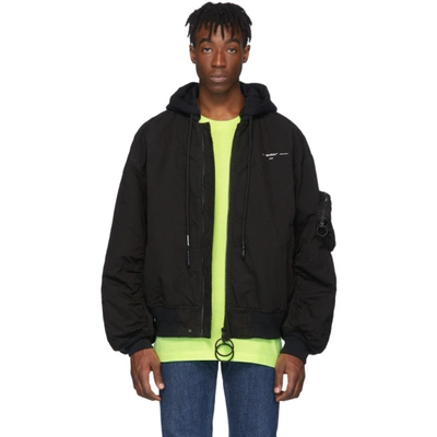 Off-white Vintage Hooded Utility Bomber Jacket In Black White