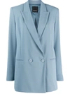 Pinko Tailored Double-breasted Blazer In Light Blue